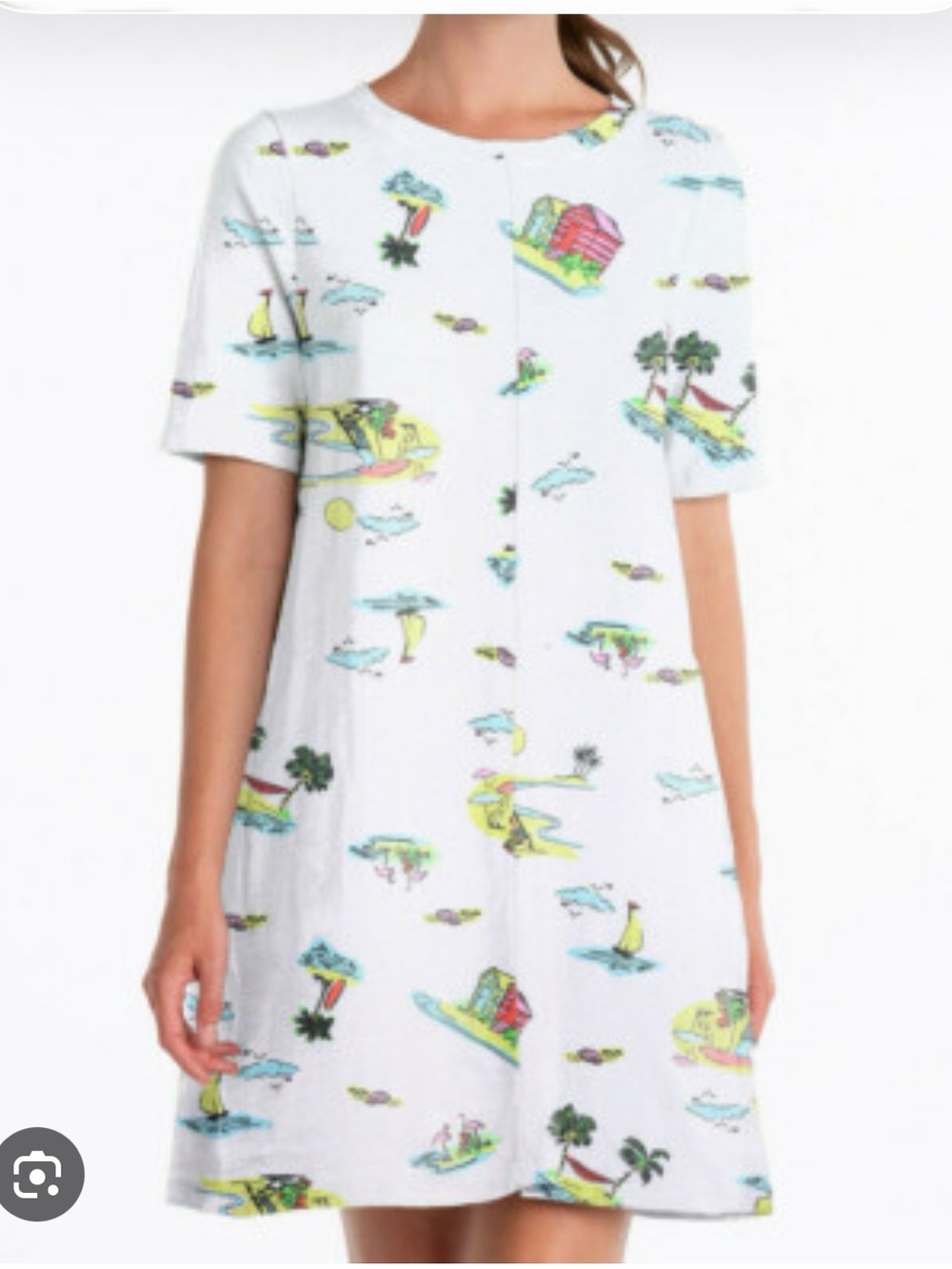 FRESH PRODUCE Beachy Keen Lorna White Cotton Jersey T Shirt Sun Dress S NWT